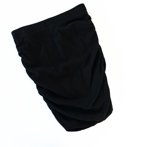 Sundry Evereve Womens 1 US Small Black Ribbed Ruched Knitted Mini Skirt New - Picture 5 of 5